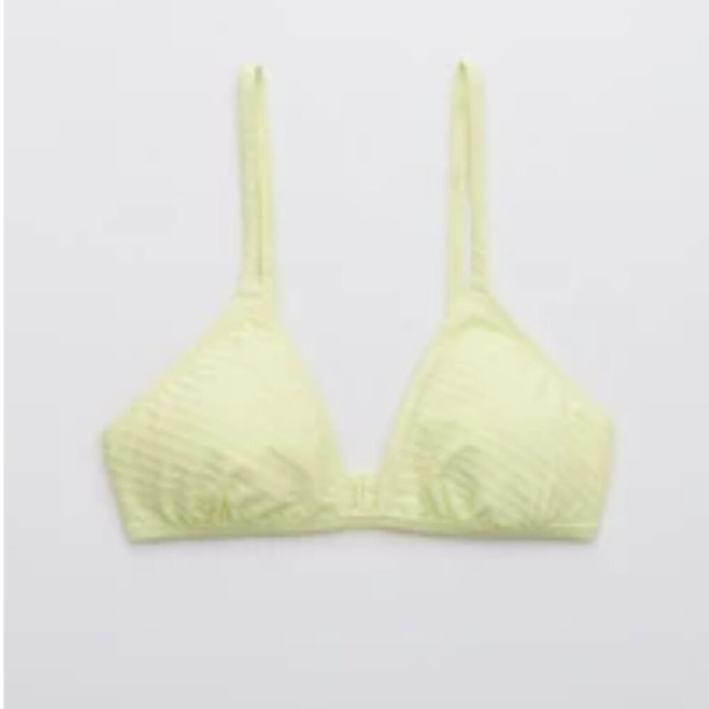 NWT Aerie Jacquard Triangle Bikini Top- Size M Yellow (Still in Packaging)